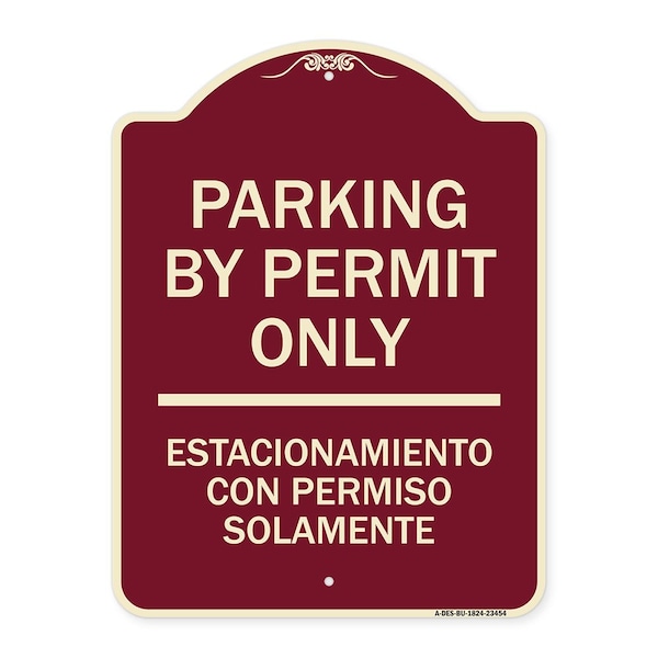 Parking by Permit Estacionamiento Con Permiso Solamente Heavy-Gauge Alum, 24" x 18", BU-1824-23454